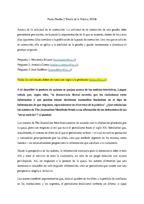 Pauta Prueba 2 Teoría de la Noticia 2024b Pauta Prueba 2 Teoría de