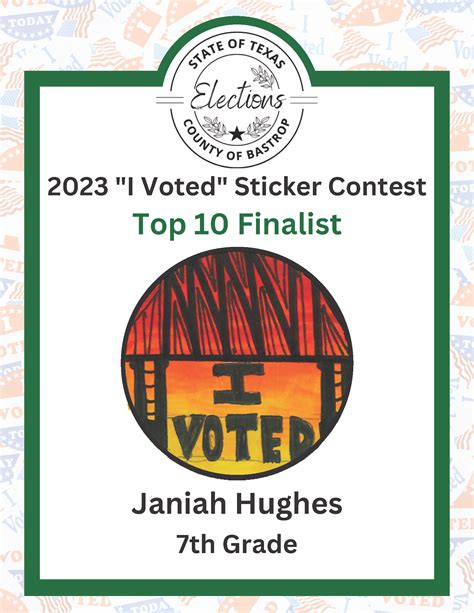 2023 “I Voted” & “Future Voter” Sticker Design Contest Winners - Bastrop County, TX Elections