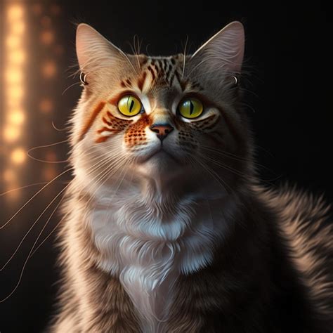 Uma Pintura De Um Gato Olhos Amarelos E Fundo Preto Foto Premium