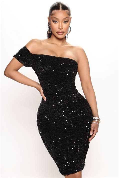 Perfect Date With U Sequin Midi Dress Black Fashion Nova Dresses