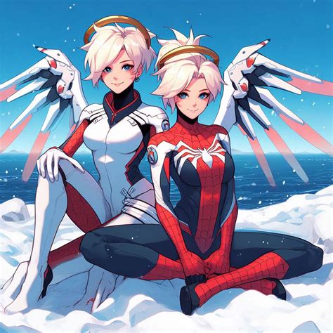 Spider Mercy and SPider Mercy sitting as friends by UnMercyFan on DeviantArt