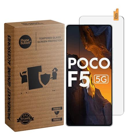 Phonebukket Tempered Glass Guard Protector For Poco F5 5g Transparent