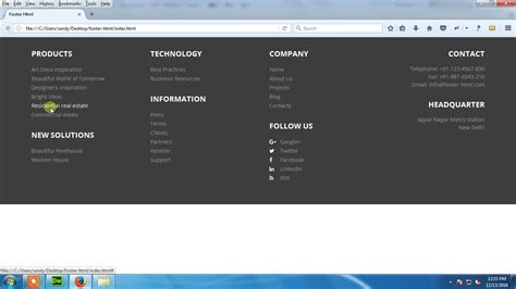 How To Make Footer With The Help Html And Css Youtube