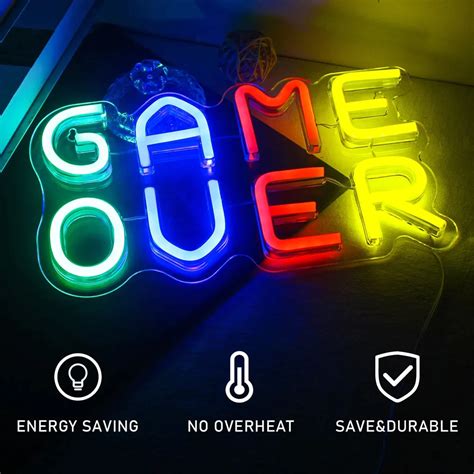 Led Game Over Neon Signs Decorations Acrylic Handmade Neon Usb Update