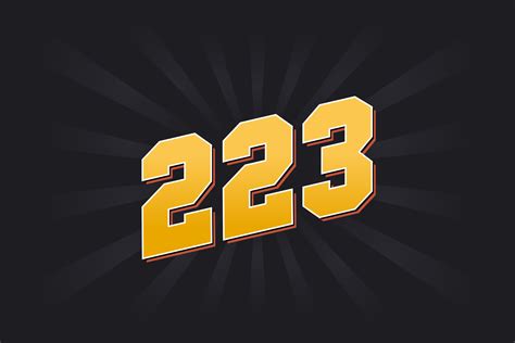 Number 223 vector font alphabet. Yellow 223 number with black ...