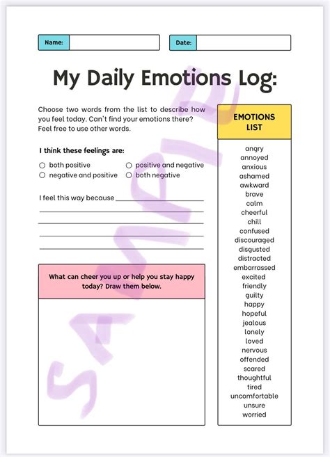 Printable Emotions Journal Daily Use Etsy