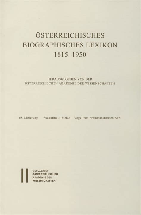 Sterreichisches Biographisches Lexikon Lieferung