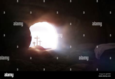 Empty Tomb Symbolizing The Death And Resurrection Of Jesus Christ Easter And The Cross Of