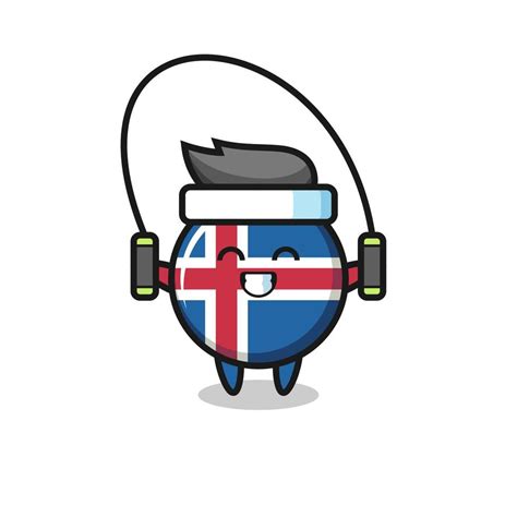 Iceland Flag Character Cartoon With Skipping Rope 3495881 Vector Art At