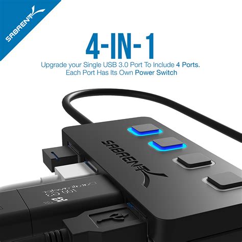 Sabrent Port Usb Hub With Individual Power Switches And Leds Hb