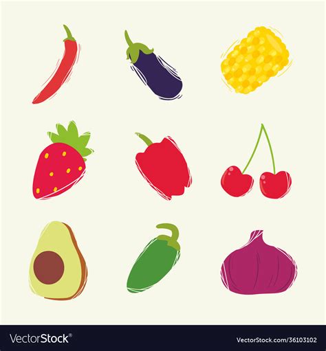 Healthy And Organic Food Icon Collection Vector Image