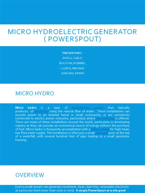 Micro Hydroelectric Generator | PDF