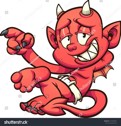 Vektor Stok Red Devil Lying Down Cartoon Character Tanpa Royalti