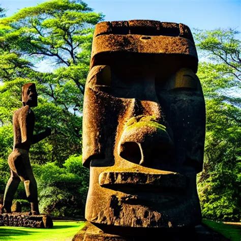 A Photo Of A Moai Statue Giving A Ted Talk Highly Stable Diffusion