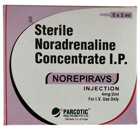 Liquid Sterile Noradrenaline Concentrate IP Parcotic Healthcare Pvt