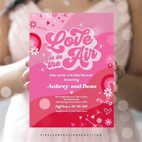 Editable Valentine Bridal Shower Invitation Love Is In The Air Etsy