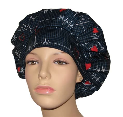 Scrub Caps Cardiac Ekg Rhythm Scrubheads Scrub Cap Bouffant Etsy