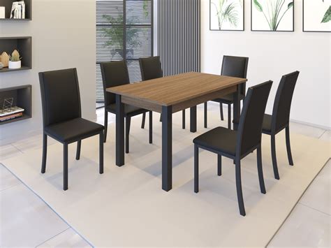 Conjunto de Mesa Tiradentes Tampo MDP 1 40cm 6 Cadeiras Petúnia