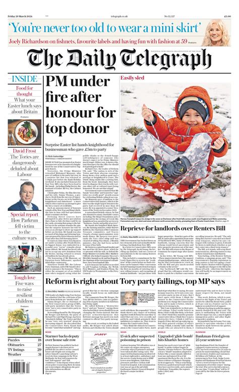 Daily Telegraph Front Page Th Of March Tomorrow S Papers Today