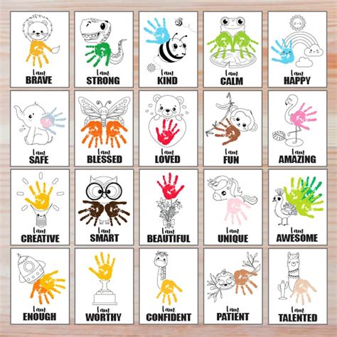 Affirmation Handprint Crafts Art Black White Affirmations