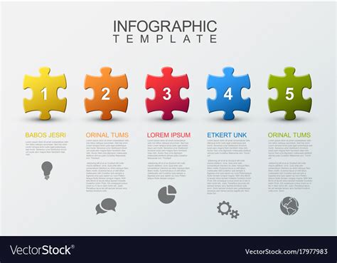 Five Steps Infographic With Puzzle Pieces Vector Image