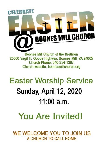 Celebrate Easter With Us Boones Mill Church Of The Brethren