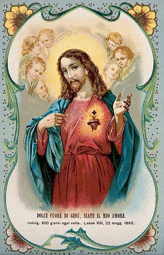 Christ Surrounded By Angels Showing His Sacred Heart Free Public Domain Image Look And Learn