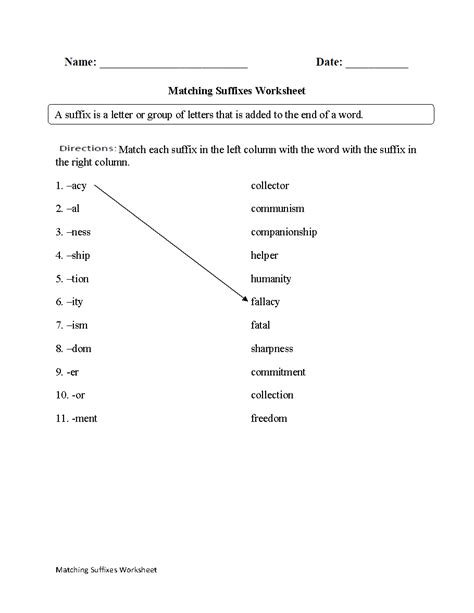 Y Suffix Worksheet