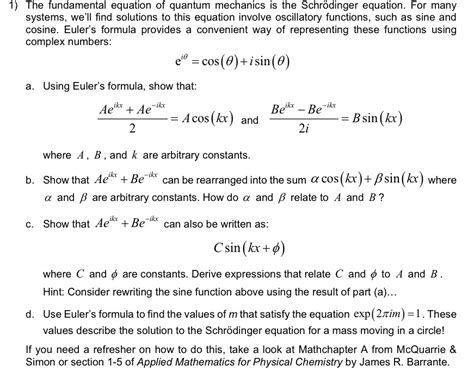 Quantum Mechanics Equations