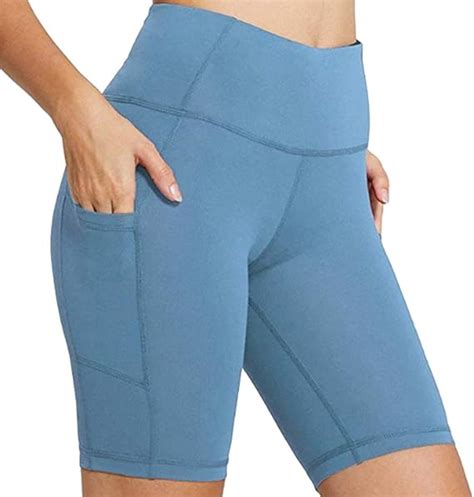 Damen Sports Leggings Gym Kurze Leggins Mit Handytasche Sporthose Mit