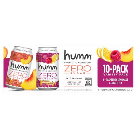 Costco Humm Kombucha Zero Variety Pack Raspberry Lemonade And Peach