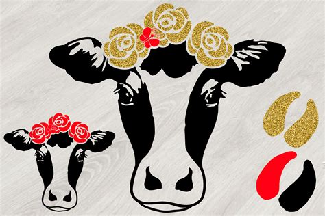 Bandanna Flower Heifer Cow Svg Glitter Farm Cowboy S