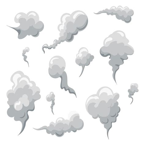 Nubes De Olor A Humo En Dibujos Animados Niebla Blanca Clipart Aislado