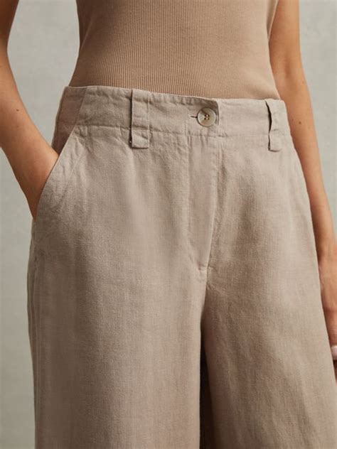 Reiss Demi Linen Wide Leg Garment Dyed Trousers Reiss Usa