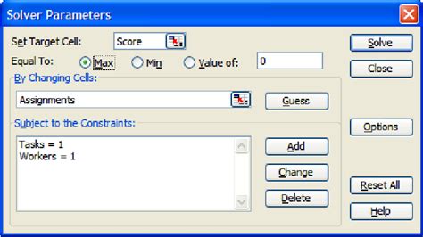 The Solver Parameters Dialog Window Download Scientific Diagram