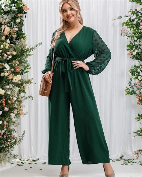 Plus Size Loose Belted Puff Sleeve Jumpsuit Doll Up Boutique