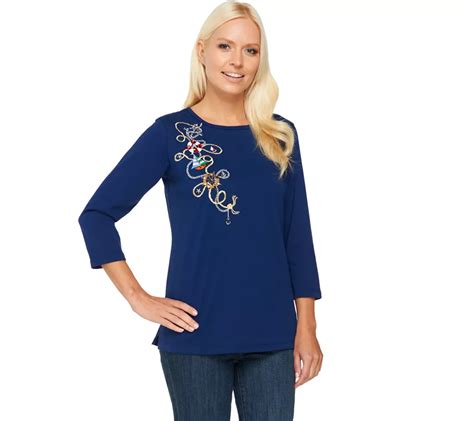 As Is Quacker Factory Sleeve T Shirt With Fun Dangle Qvc