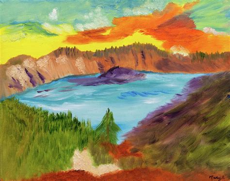 Crater Lake Of Oregon Painting By Meryl Goudey Fine Art America