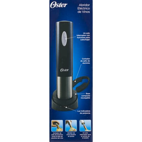 Oster Cordless Electric Wine Bottle Opener With Rechargeable Base Metallic Finish