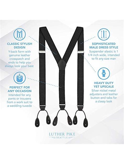 Buy Luther Pike Seattle Suspenders For Men Leather Button End Elastic