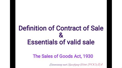 Contract Of Sale Definition Essentials Of Valid Contract Of Sale S