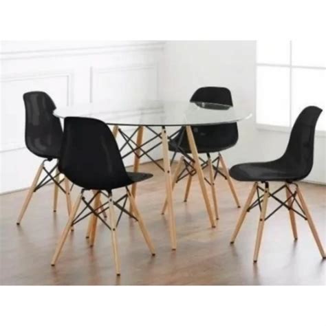 Combo Mesa De Vidrio Redonda Eames 4 Sillas Eames