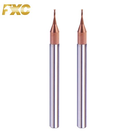 HRC60 Carbide Micro Long Neck End Mill 2 Flute For Steel With Tisin