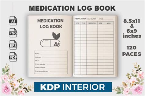 Medication Logbook Kdp Interiors Graphic By Designersuruj · Creative Fabrica