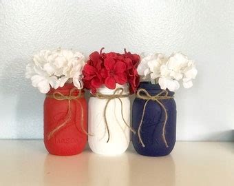 American Flag Mason Jars Red White Blue Mason Jars Stars Etsy