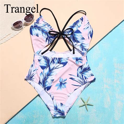 Trangel Sexy One Piece Swimwear Backless Hollow Out Swimsuit Summer