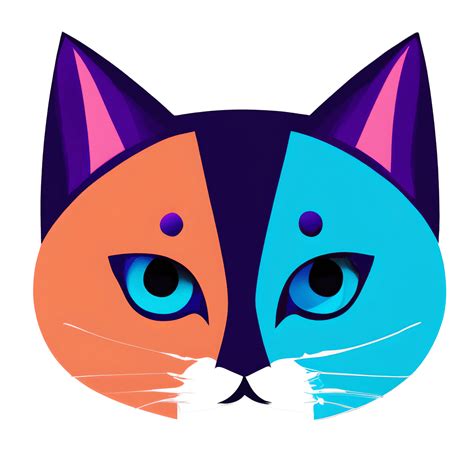 Colorful Cat Head Graphic · Creative Fabrica