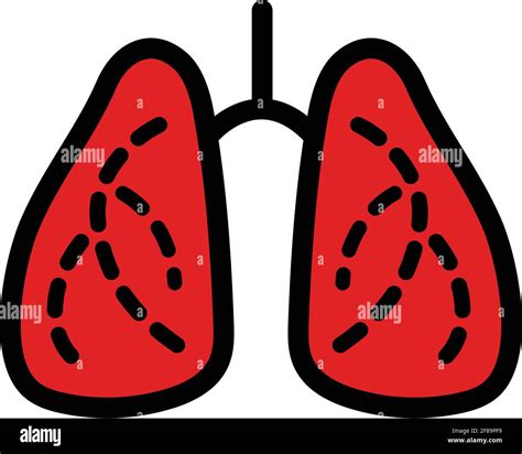 Lungs Icon In Simple Style Isolated On White Background Organs Color