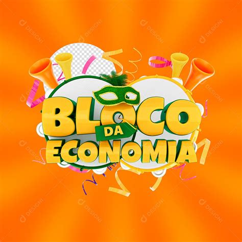 Selo 3D Bloco Da Economia Para Composição PSD Premium download Designi