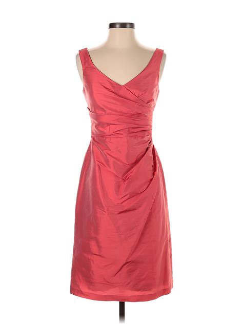 Alfred Sung 100 Polyester Solid Pink Red Cocktail Dress Size 2 71